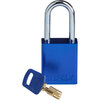 SafeKey-Vorhängeschlösser – Aluminium, Blau, KD - Verschiedenschließende Schlösser, Stahl, 38.10 mm, 1 Box